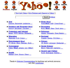 Yahoo's homepage, circa 1995