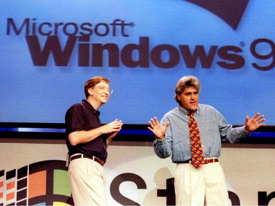 Bill Gates and Jay Leno at the Windows 95 Launch
