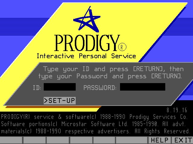 Prodigy Online Service Login Screen