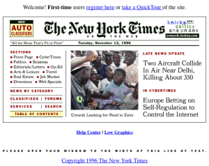an early NYTimes.com homepage